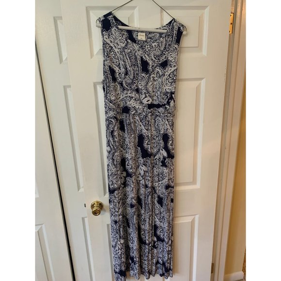 Soma Black & White Floral Sleeveless Flared Maxi Dress Extra Large - Picture 3 of 6